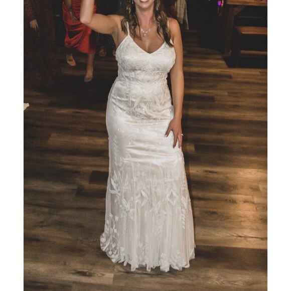 Ivory Beaded Sheath Wedding Dress Gown, Melissa Sweet, Size 4-6, Mermaid, Prom - Picture 1 of 15
